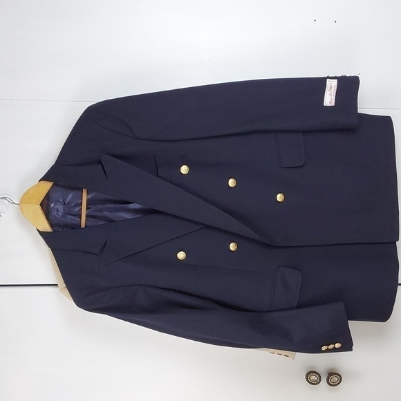 Alexander Shields Mens Wool Navy Suit Coat Jacket Neutral Mod Sz.42R - Picture 1 of 10